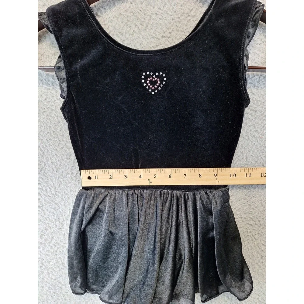Freestyle by Danskin Girls Black Velvet Style Skirted Tutu Rhinestone Size M 7/8